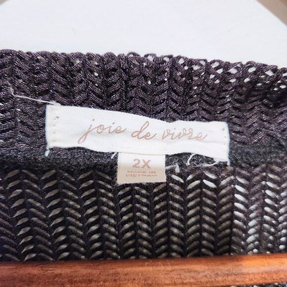 Joie De Vivre Womens Black Chevron Knit Open Cardigan Size XL Whimsygoth Layers - Picture 2 of 8